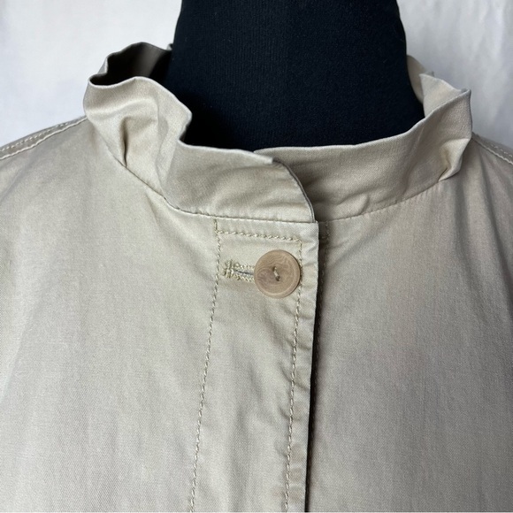 Eileen Fisher | Beige Ruffle Collar Utility Jacket, Large Petite - Picture 6 of 12